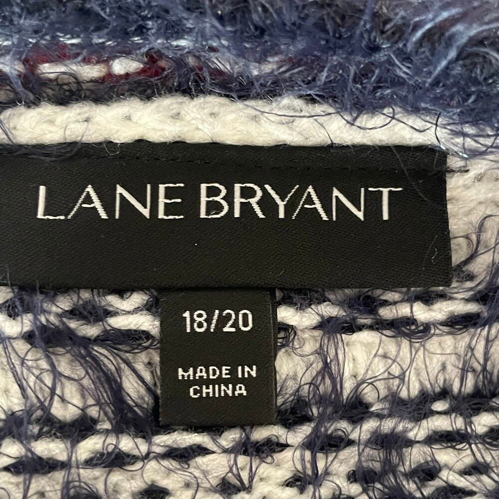 Lane Bryant Blue White Striped Eyelash Open Front Cardigan Sz 18/20 Preppy Chic - Picture 7 of 9